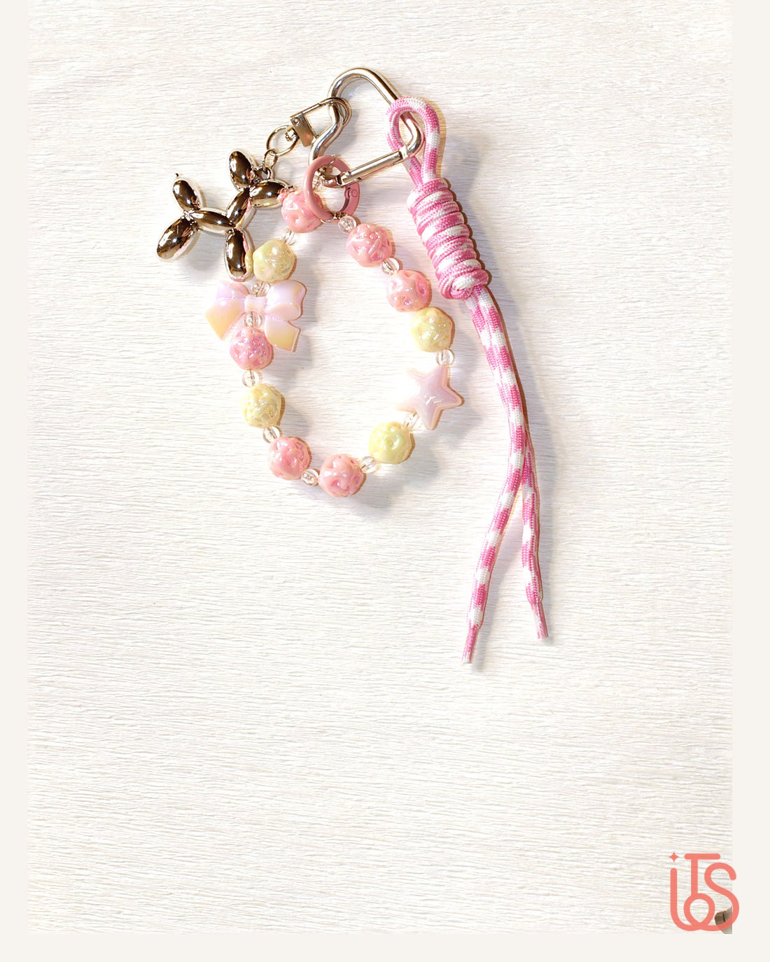 Pink pearl balloon dog charm