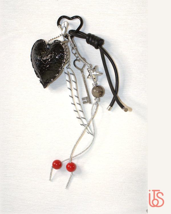Black Heart & Key Charm